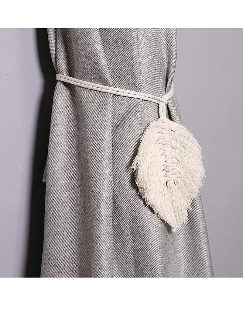 بيوينتي عُقَد ستائر مُحَاكَة يَدَوِيًا من الخيوط القُطنية، بتصميم ريفي بوهيمي لتثبيت الستائر وزَخْرَفَة المَنازِل - Image 1